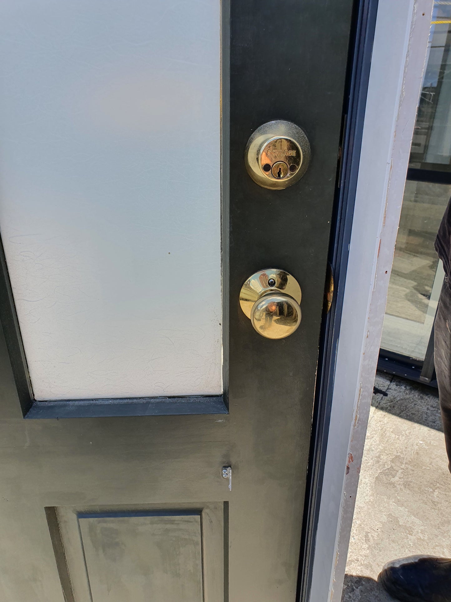 Denim Blue Entranceway with Wooden Door 2.4 / 2050 H x 885 W #SDO4 -