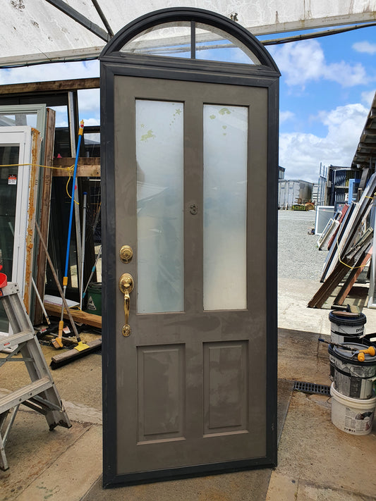 Denim Blue Single Door with Wood Entrance 2.4 / 2050 H x 885 W #SDO8