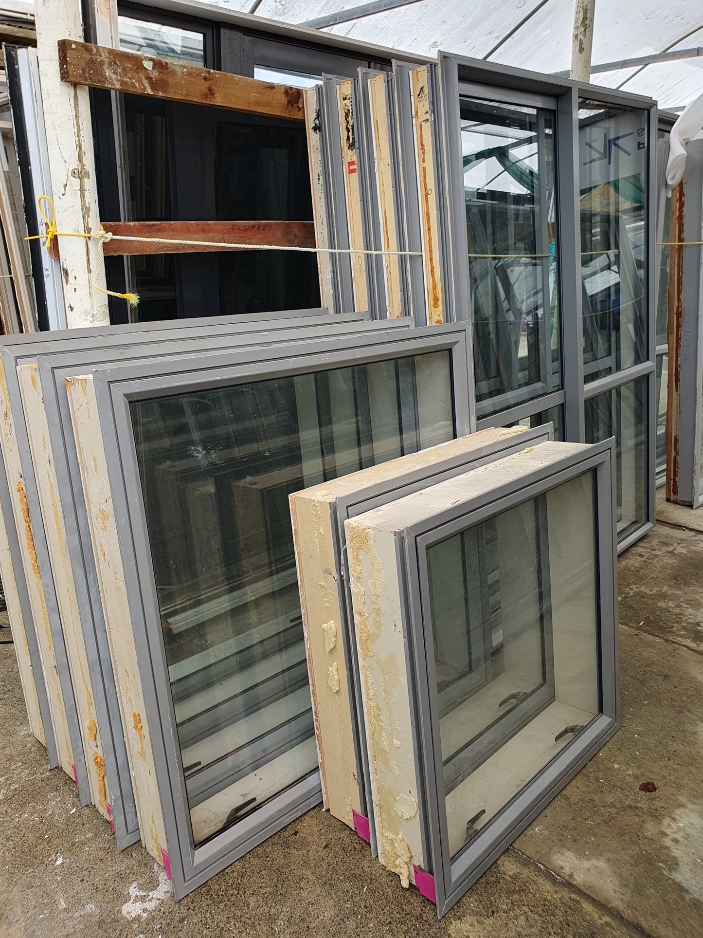 Job Lot of Sandstone Grey Joinery: 2 x Ranchsliders 1.6W & 6 x Windows