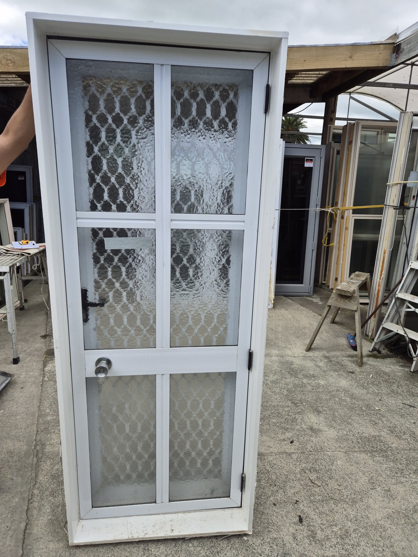 White Single Door with Security Door 2 m H x 800 mm W #2234