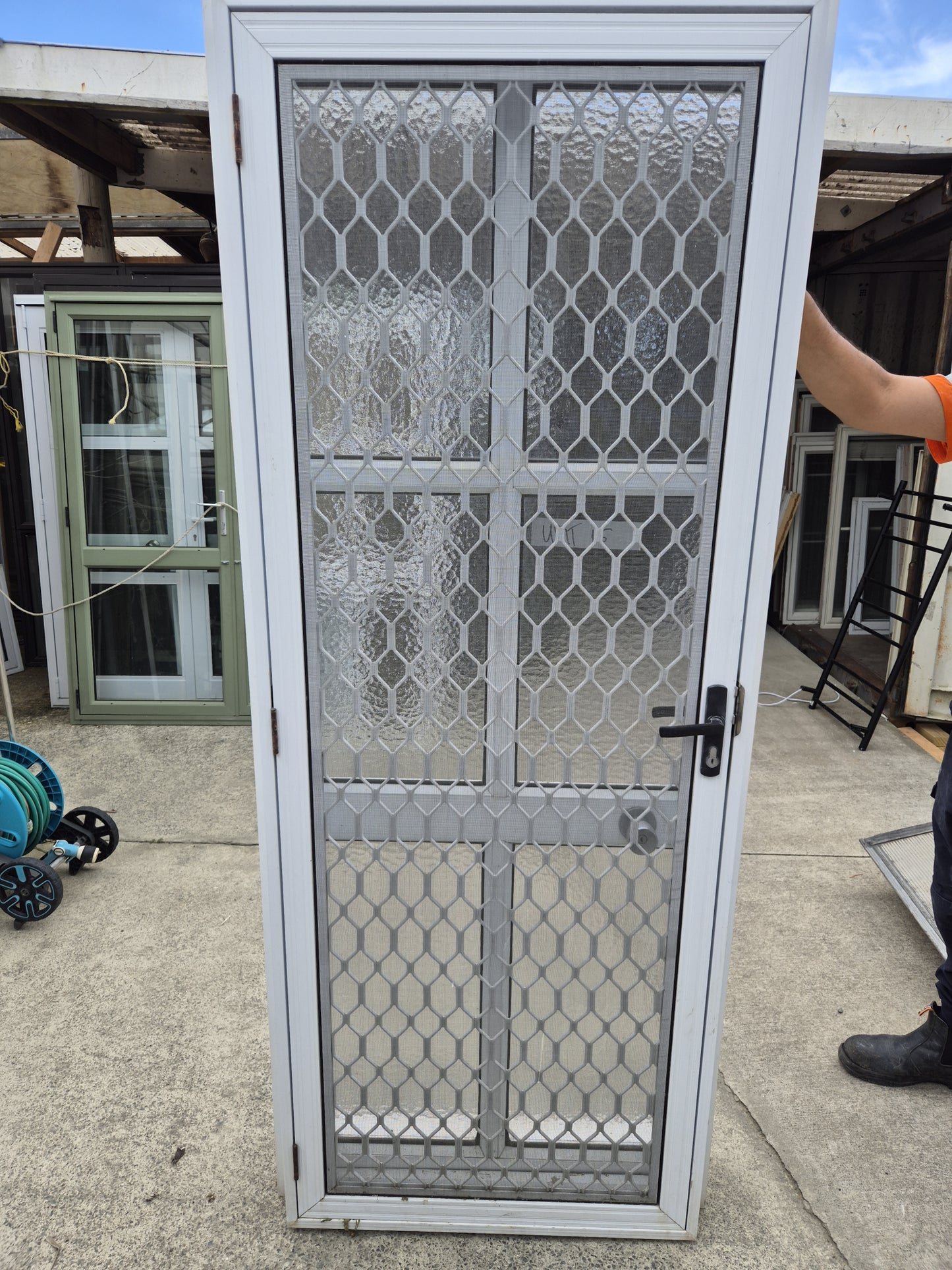 White Single Door with Security Door 2 m H x 800 mm W #2234