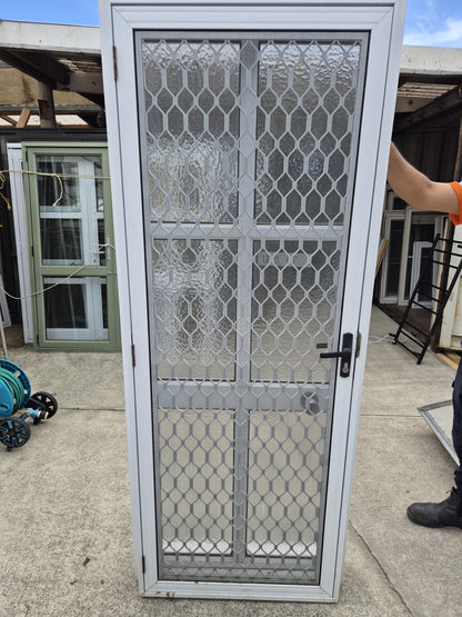 White Single Door with Security Door 2 m H x 800 mm W #2234