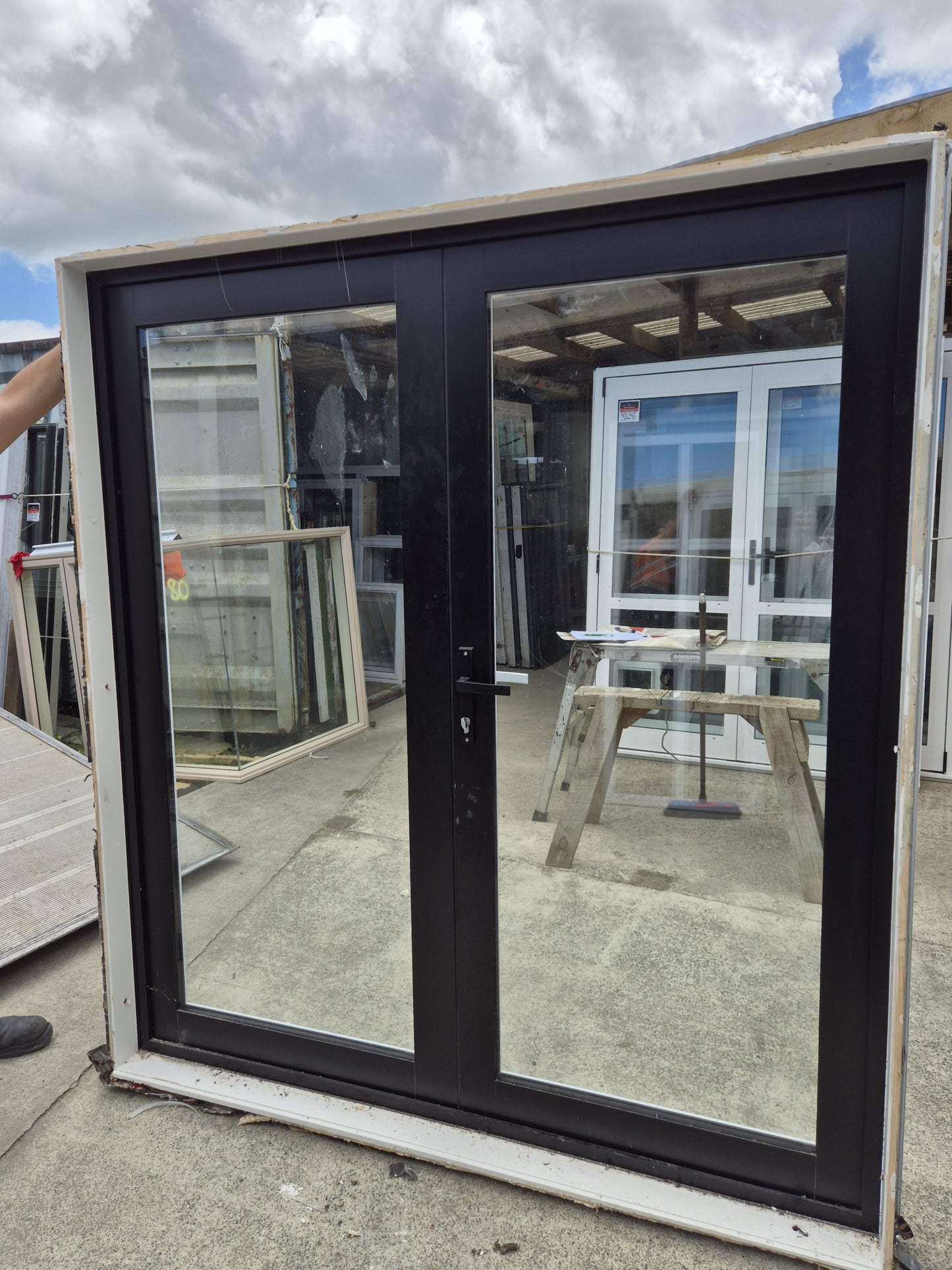 Double Glazed White and Black French Door 2000 H x 1800 W #2244