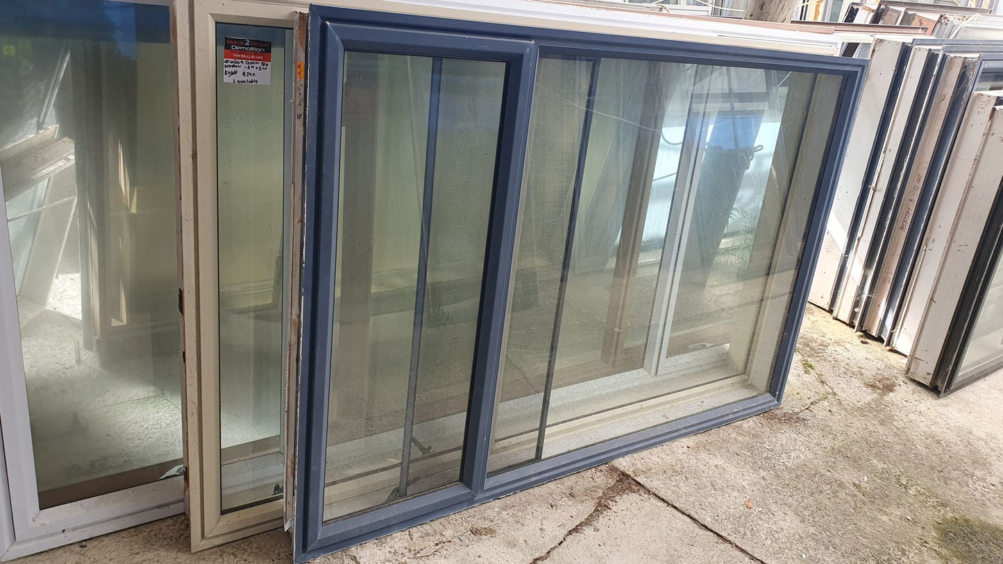 Denim Blue Aluminum window 1.2 H x 1.8 W with flyscreen #Wc