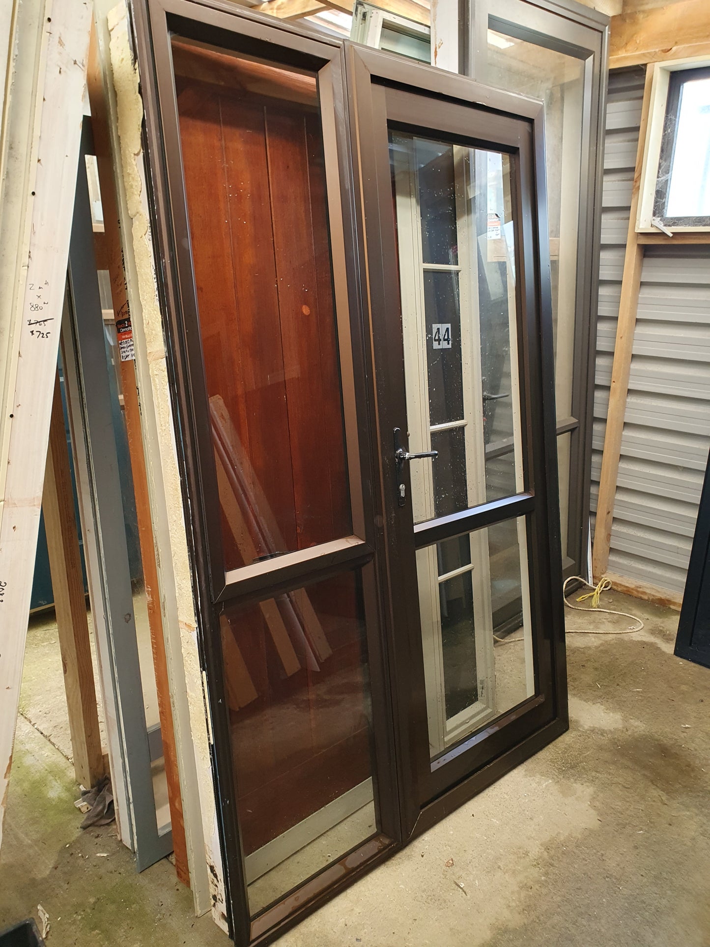 Bronze door with opening window sidelight 2m H x 1320 W