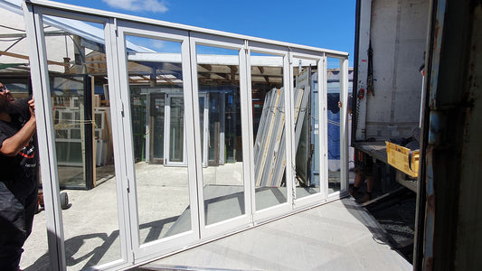 Large Bifolding doors 2.2 H x 3.8 W Modern, exc cond