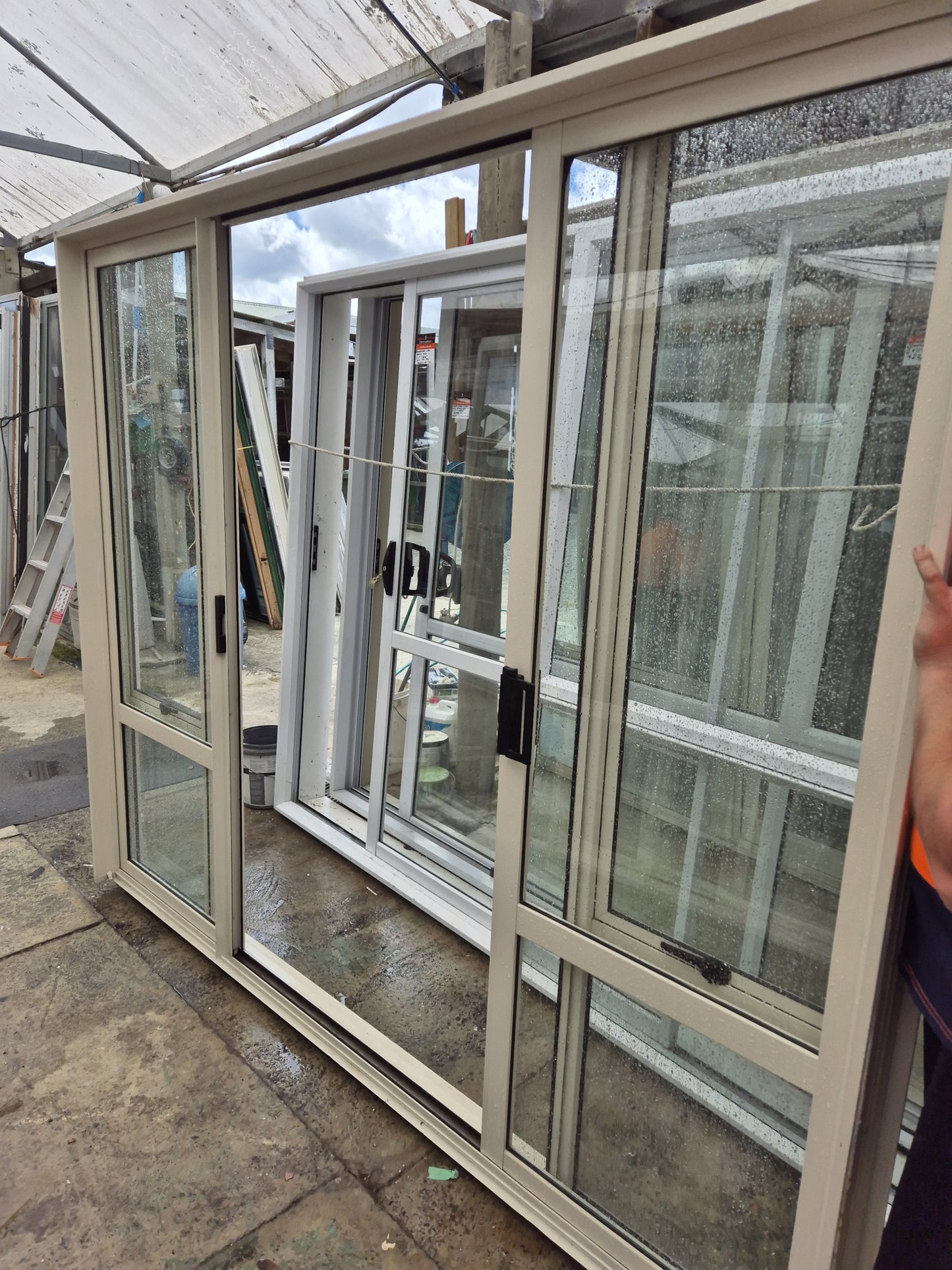 Off White Bi-parting Sliding doors 2 H x 2.4 W  (2 available)