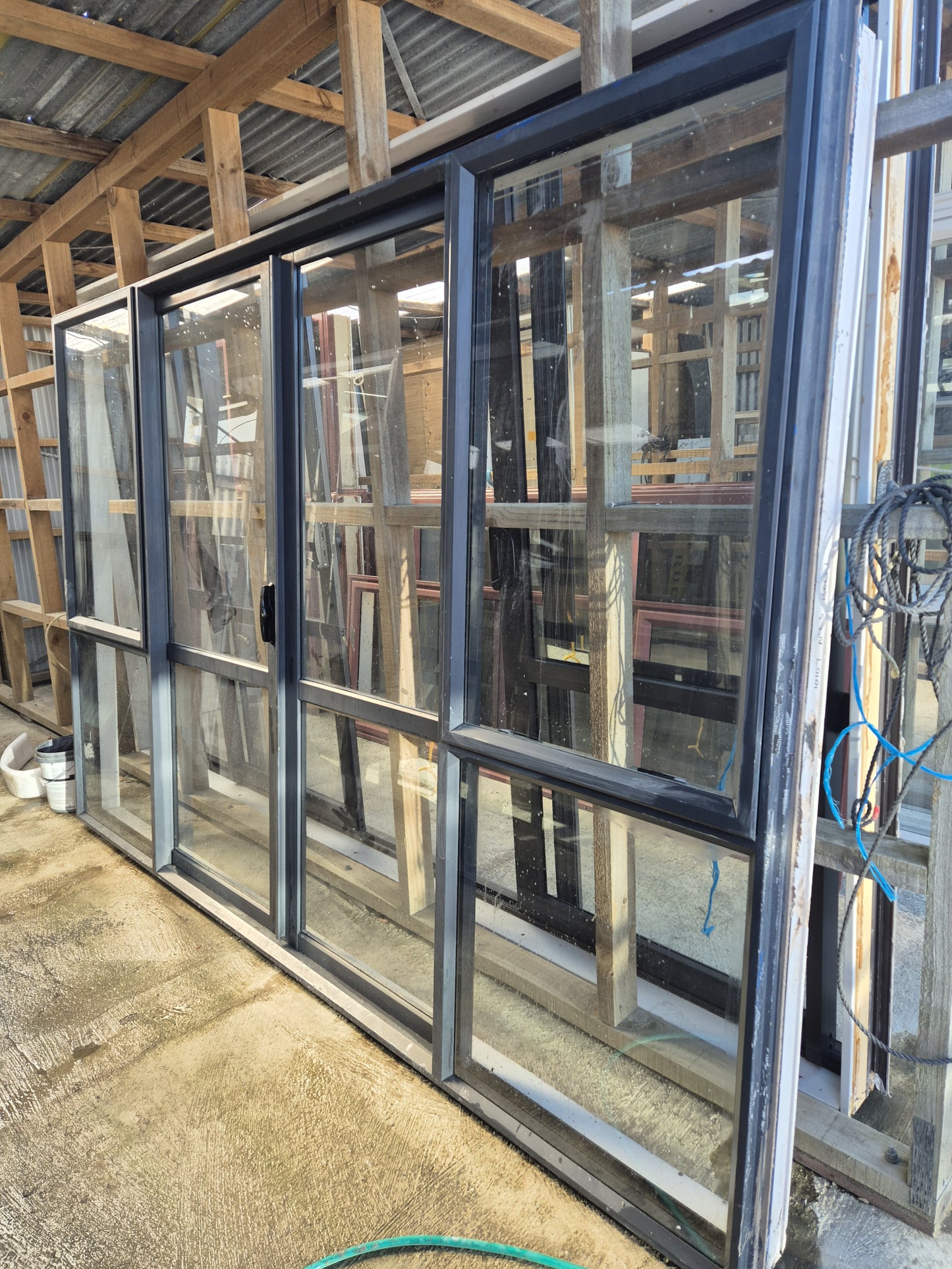 Biparting Sliding Door with windows 2 H x 3 W #2004 see matching joinery