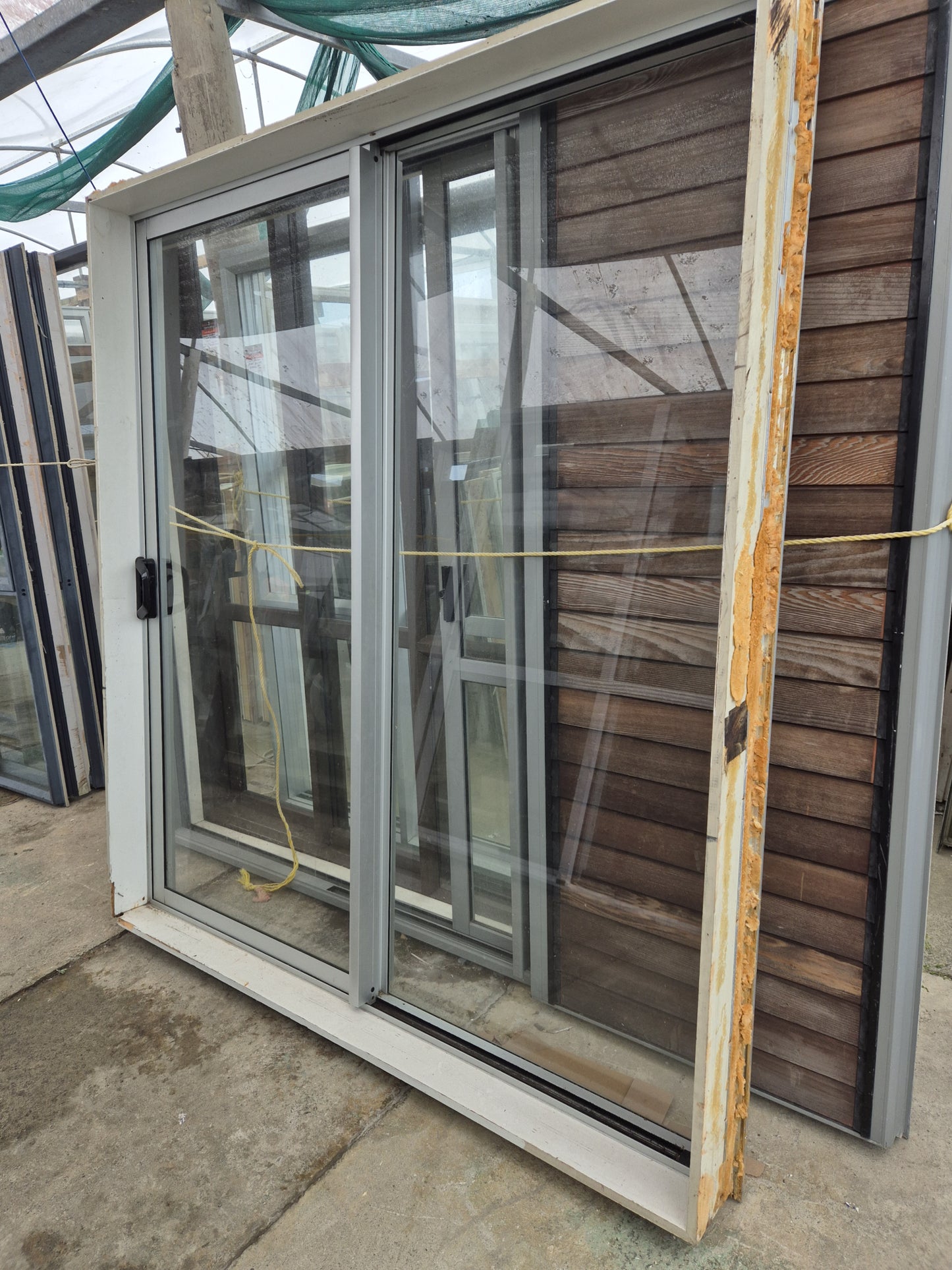 Full Pane Safety Glass Silver Ranchslider 2070 H x 1880 W #RS0003
