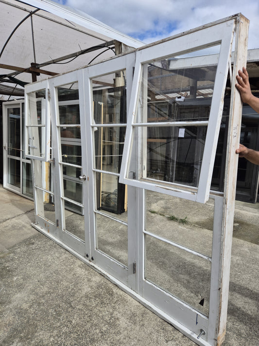 Wooden French doors, with opening windows 2115 H x 3000 W #F1942