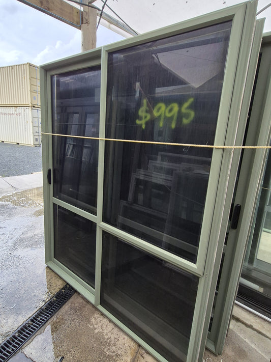 Mist Green Ranchslider with opening window  2130 H x 1800 W