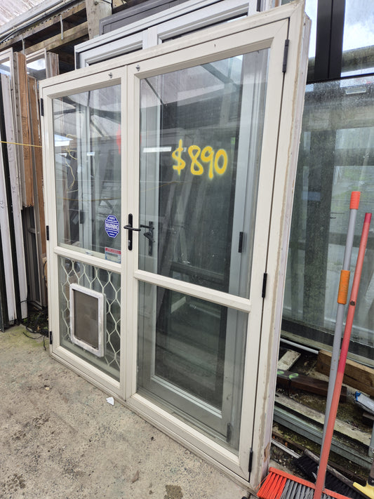 Cream Aluminium French doors 2 H x 1.8 W #2000