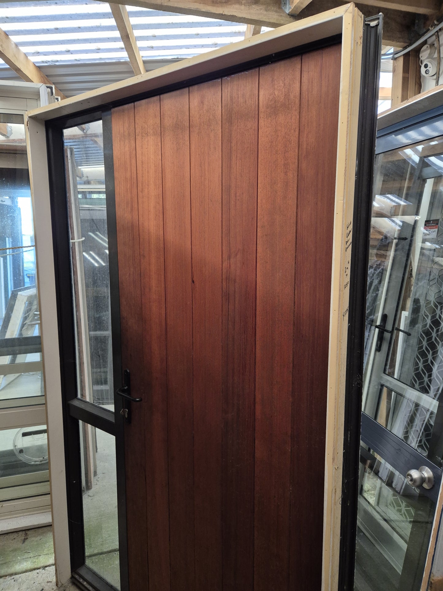 Lovely Cedar Entrance Door with sidelight 2m H x 1.25 W #2033