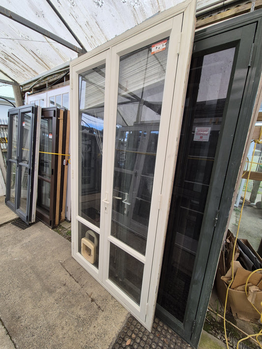 Off White Aluminium French doors 2.3 H x 1.2 W #2046