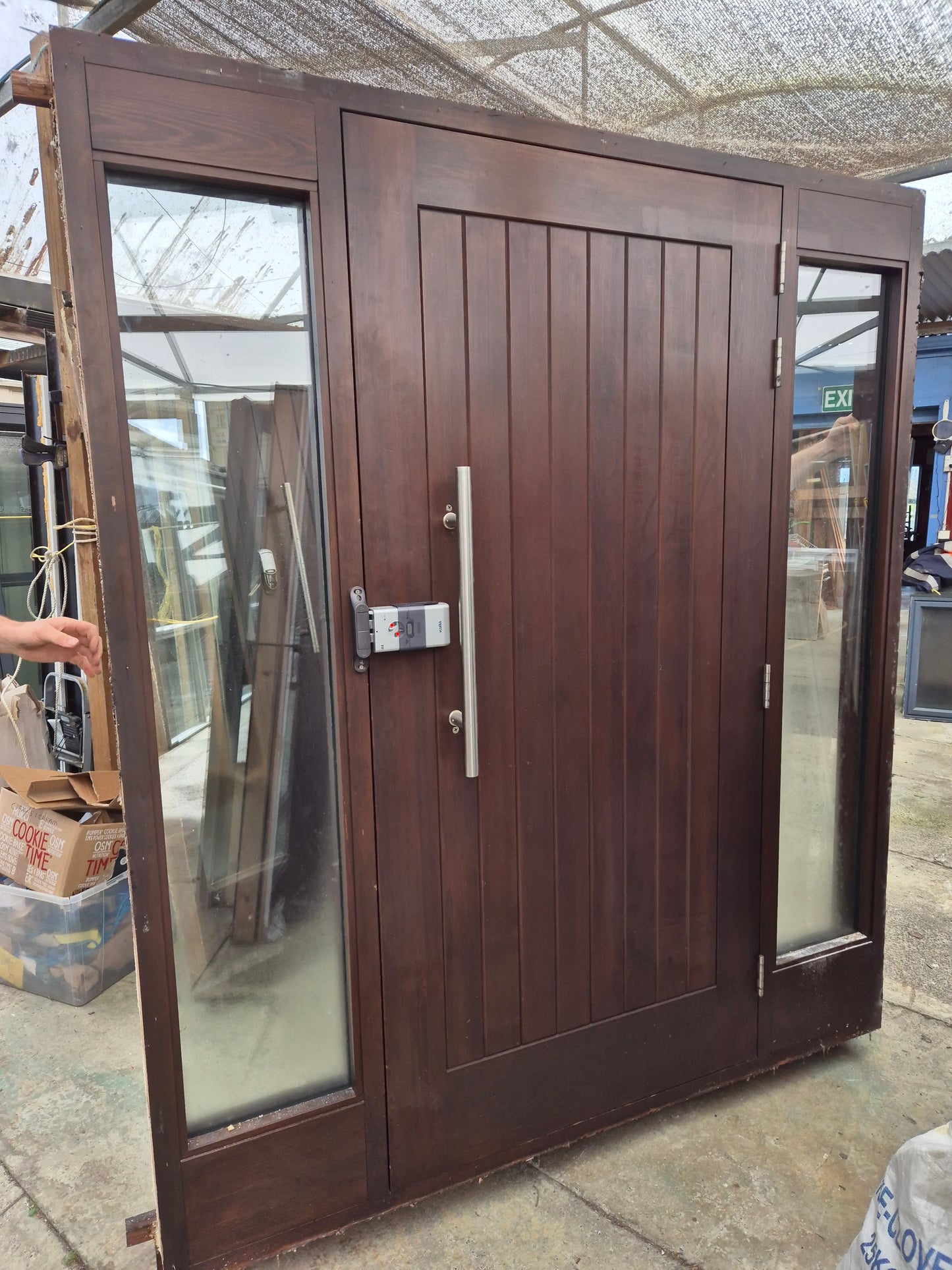 Beautiful Cedar Entrance door with sidelights 2200 H x 1920 W #2065