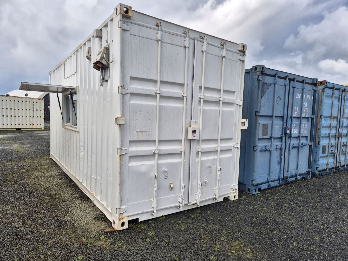 20ft High Cube Shipping Container / Site office conversion with secure shutters & wired