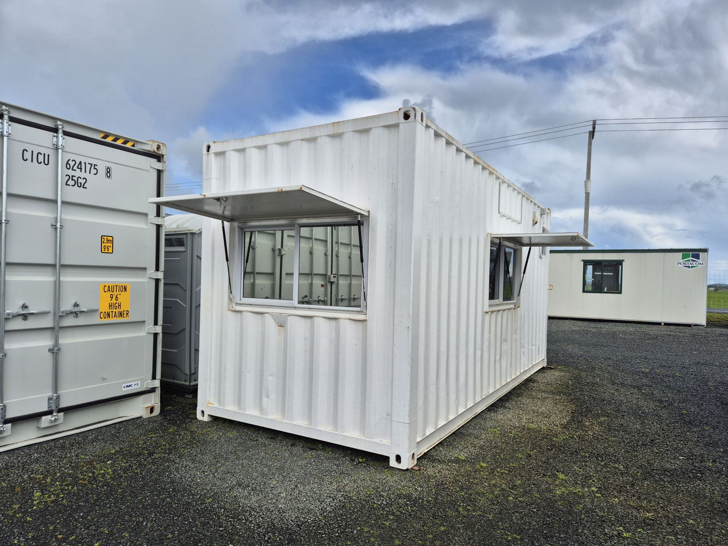 20ft High Cube Shipping Container / Site office conversion with secure shutters & wired