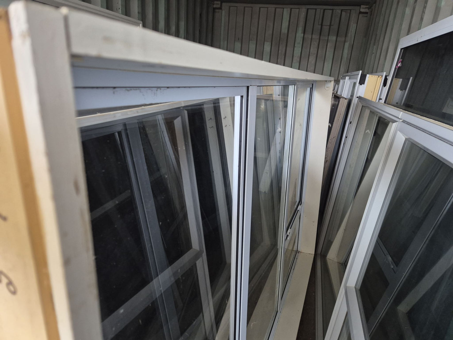 White Double Opening Aluminium Window 1320 H x 2100 W #2095