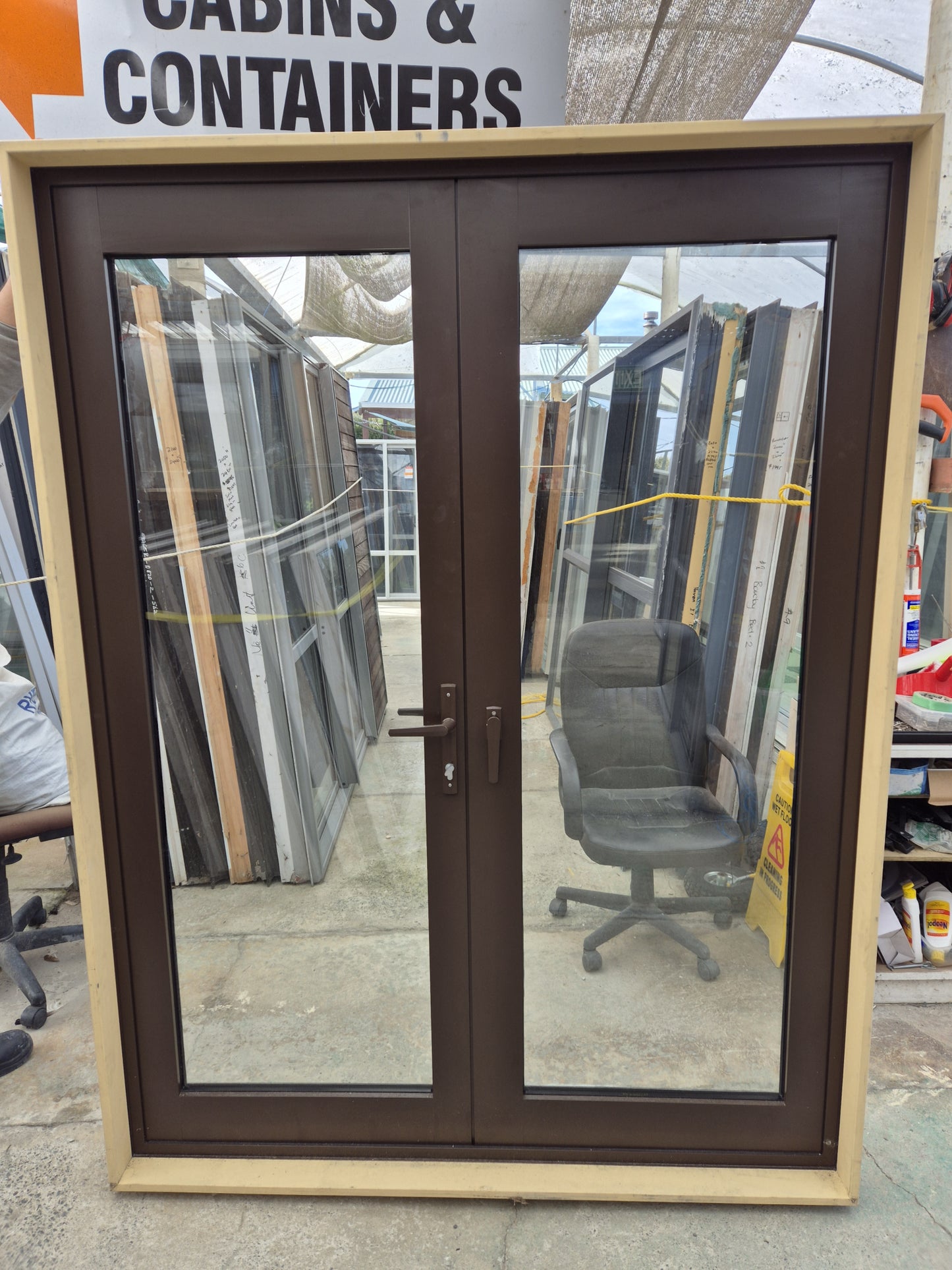 New Double Glazed Brown French Door 1980 H x 1500 W #2107