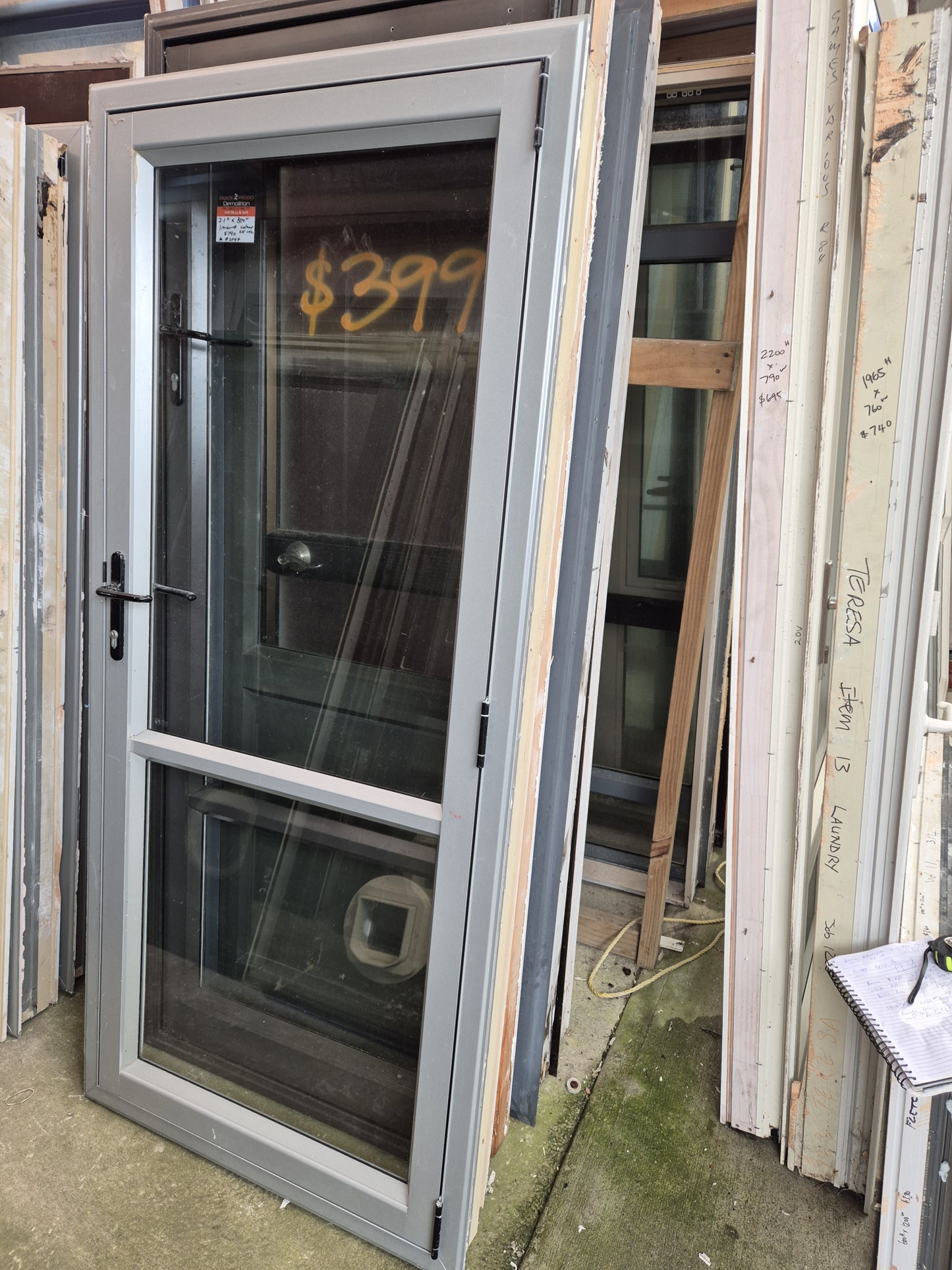 Aluminium PA Door 1960 H x 890 W opens outward #2112