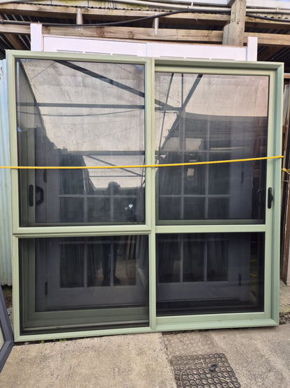 Mist Green Ranchslider with opening window 2130 H x 2100 W #2133
