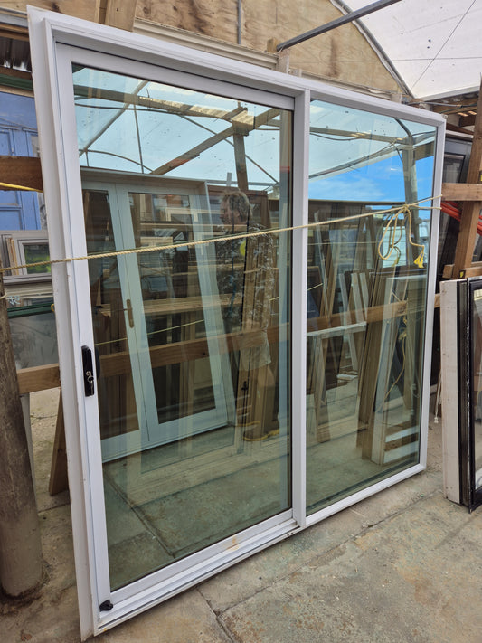 White Ranchslider with aqua mirror tint 2 x 2  #2139
