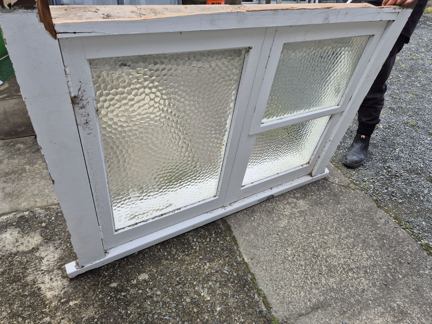 Wooden Bathroom Window obscured glass 1 H x 1.3W #2143