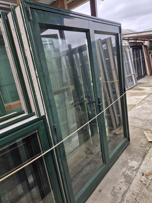 Green French doors 2 H x 1.6 W #2169 (3 available & matching windows)