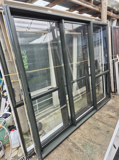 Karaka Green Stacker Sliding Door with opening window 2 H x 2.4W #2173