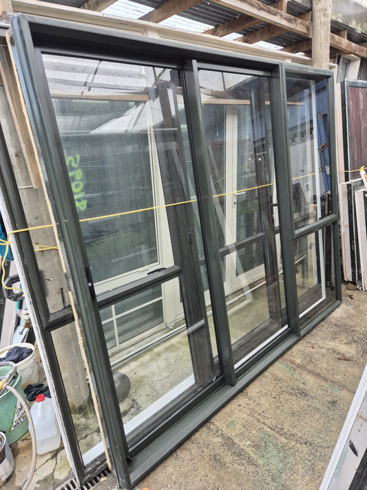 Karaka Green Stacker Sliding Door with opening window 2 H x 2.4W #2173