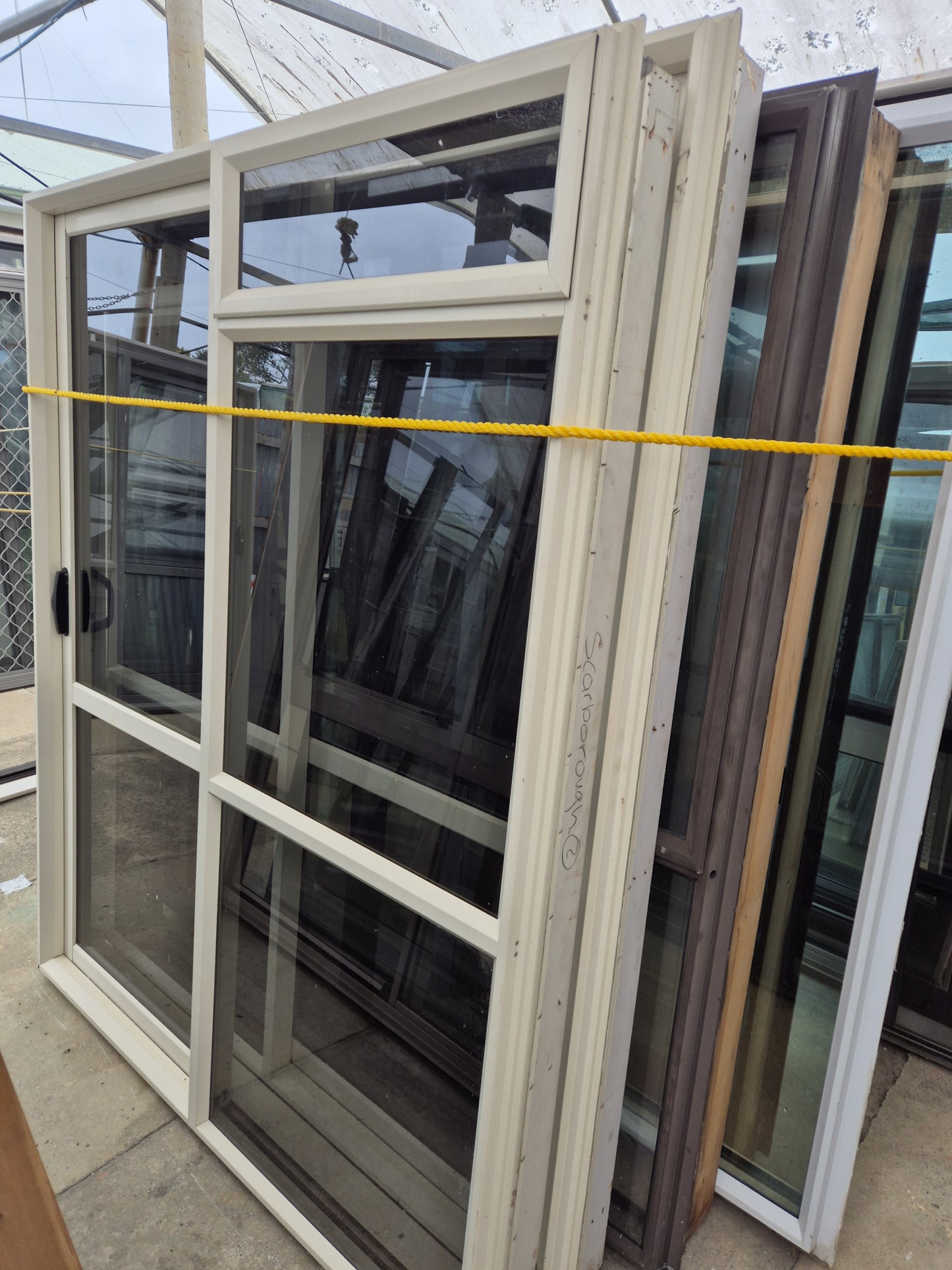 Cream Ranchslider with opening window 1980 H x 1600 W #2170