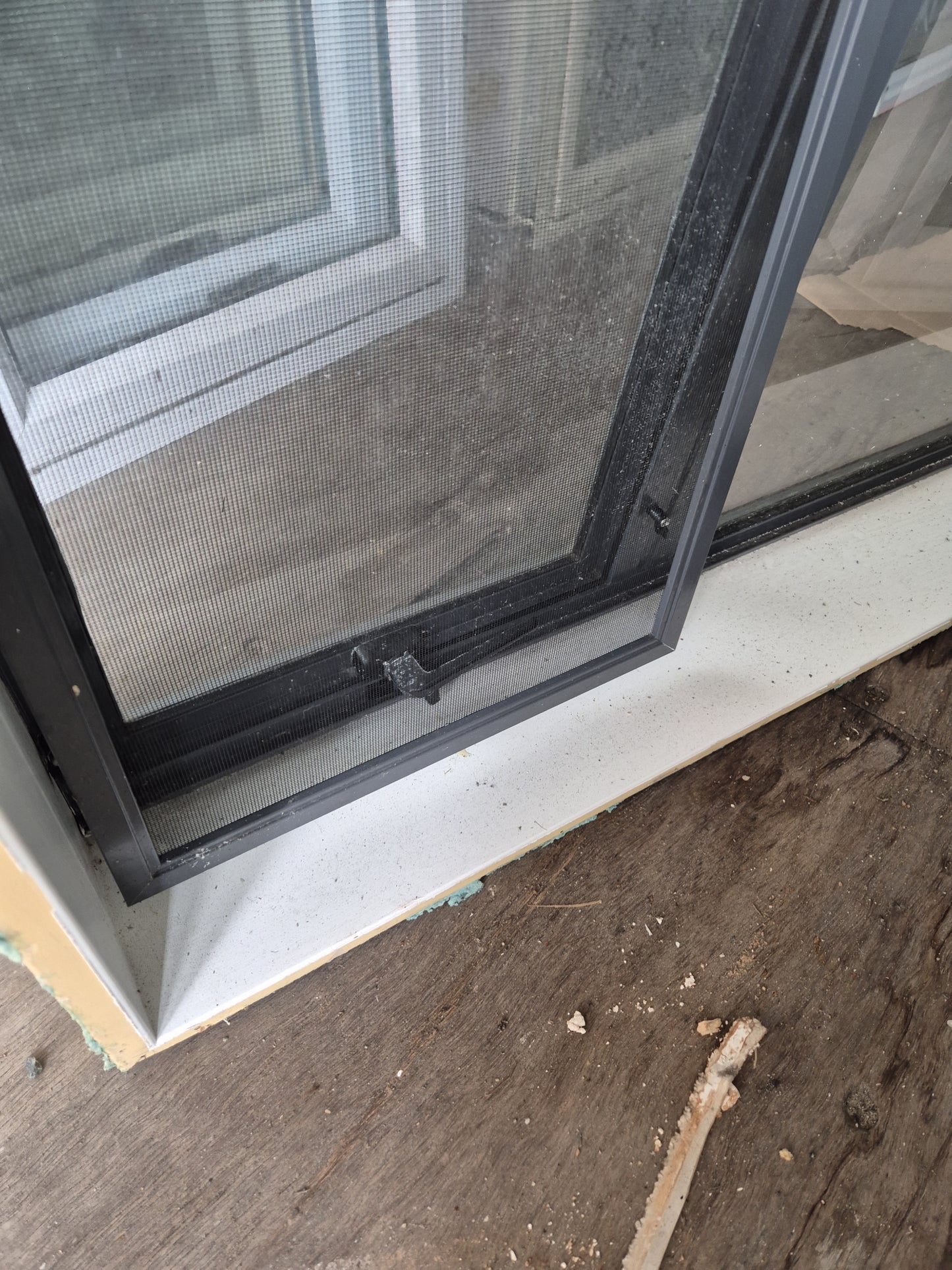 Denim Blue Aluminium window 1m x 1m with flyscreen  #2172