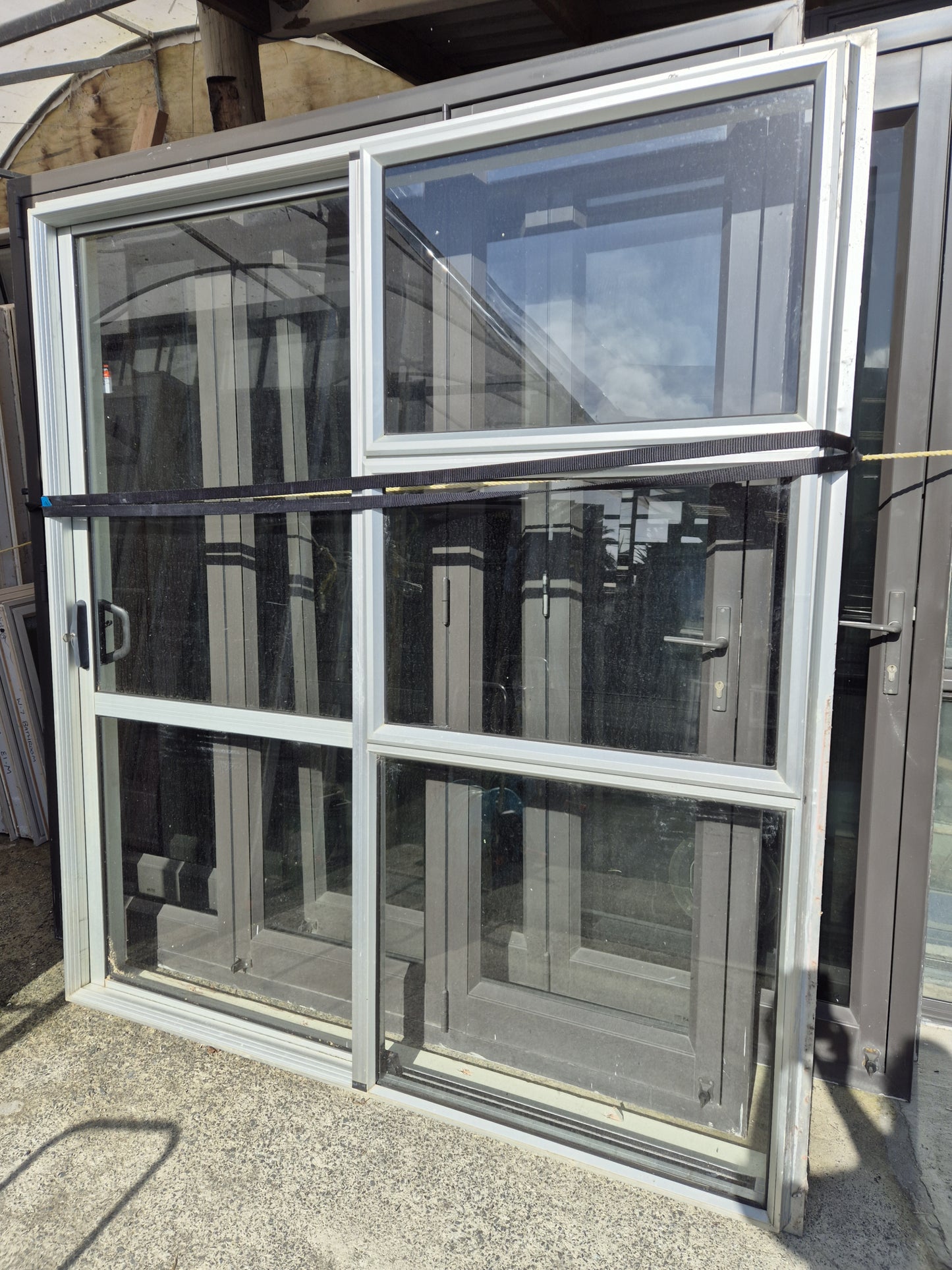Anodised Silver Ranchslider with opening windows 2 H x 1.8W #2178