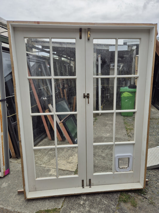 8 Lite Colonial French Door with Catdoor 2030 H x 1560 W #2188