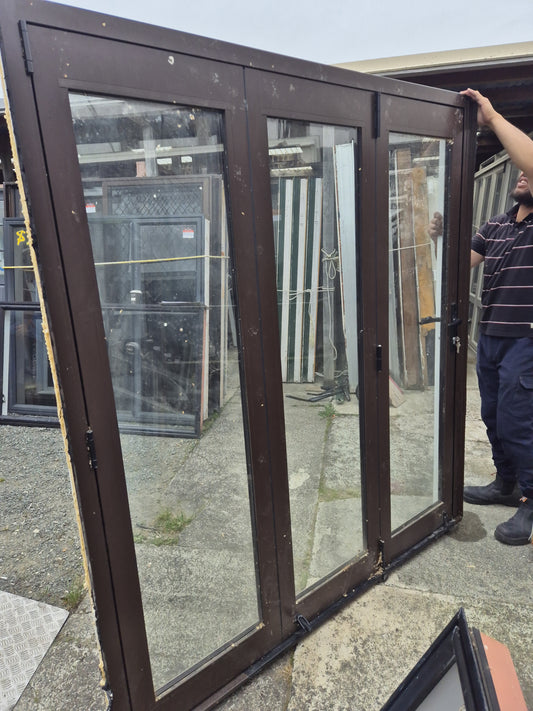 Double Glazed Brown Bifold Door with Outside Access Door 1980 H x 1800 W #2190