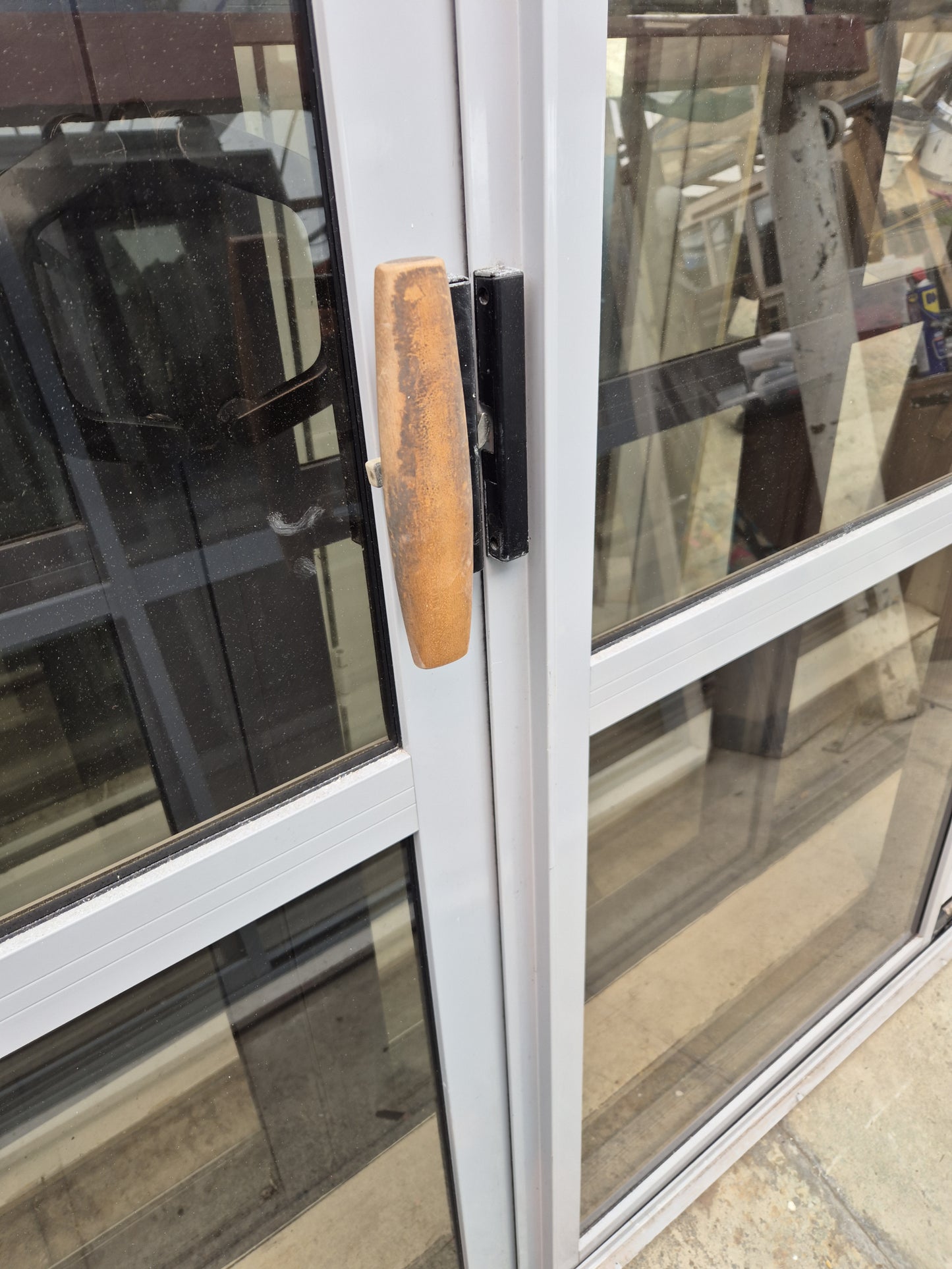 Grey Bi parting Sliding door with opening windows 2m H x 3 W #2049