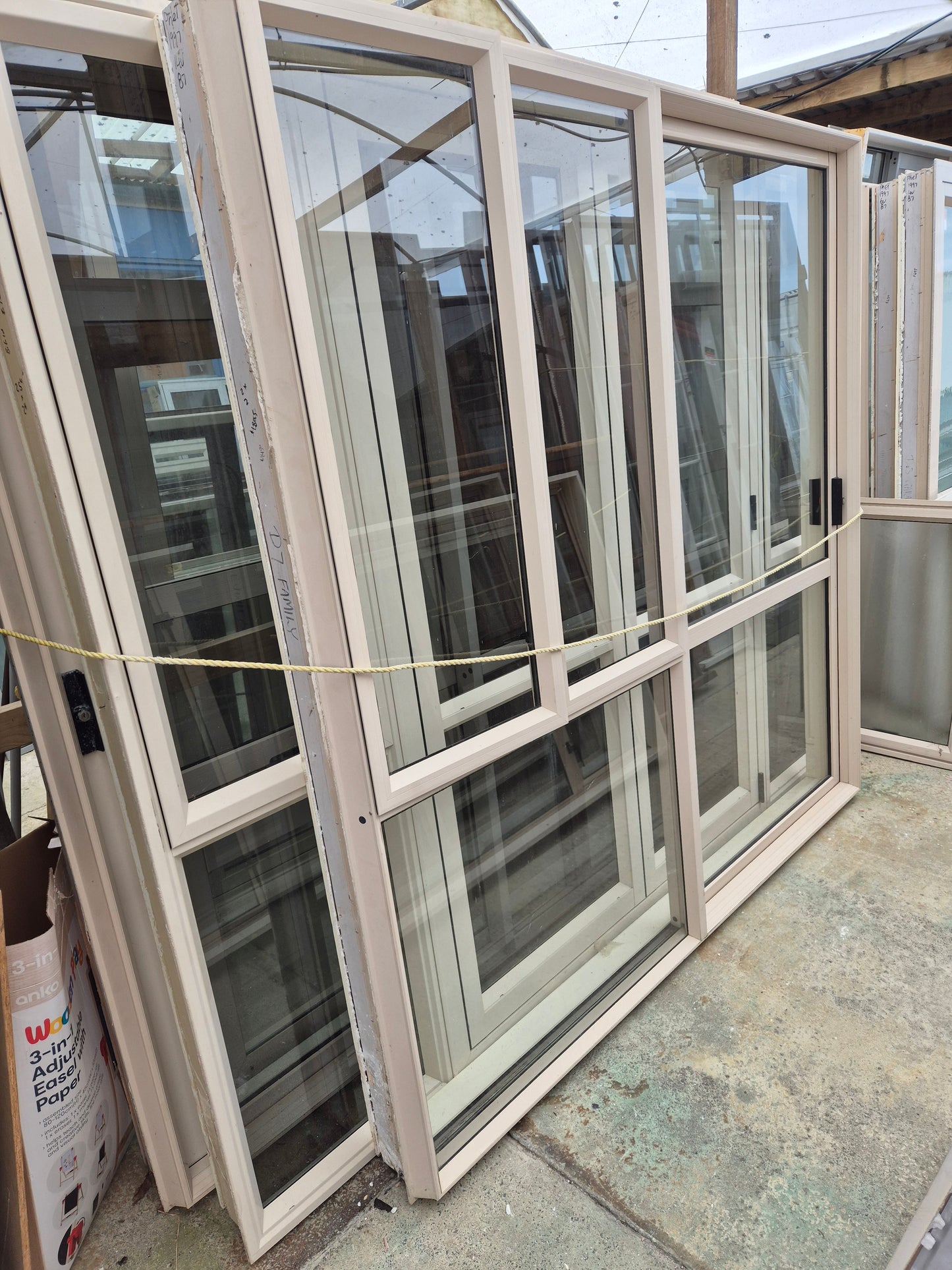 Beige Ranchslider 2 opening windows 2H x 2W #2045 matching windows