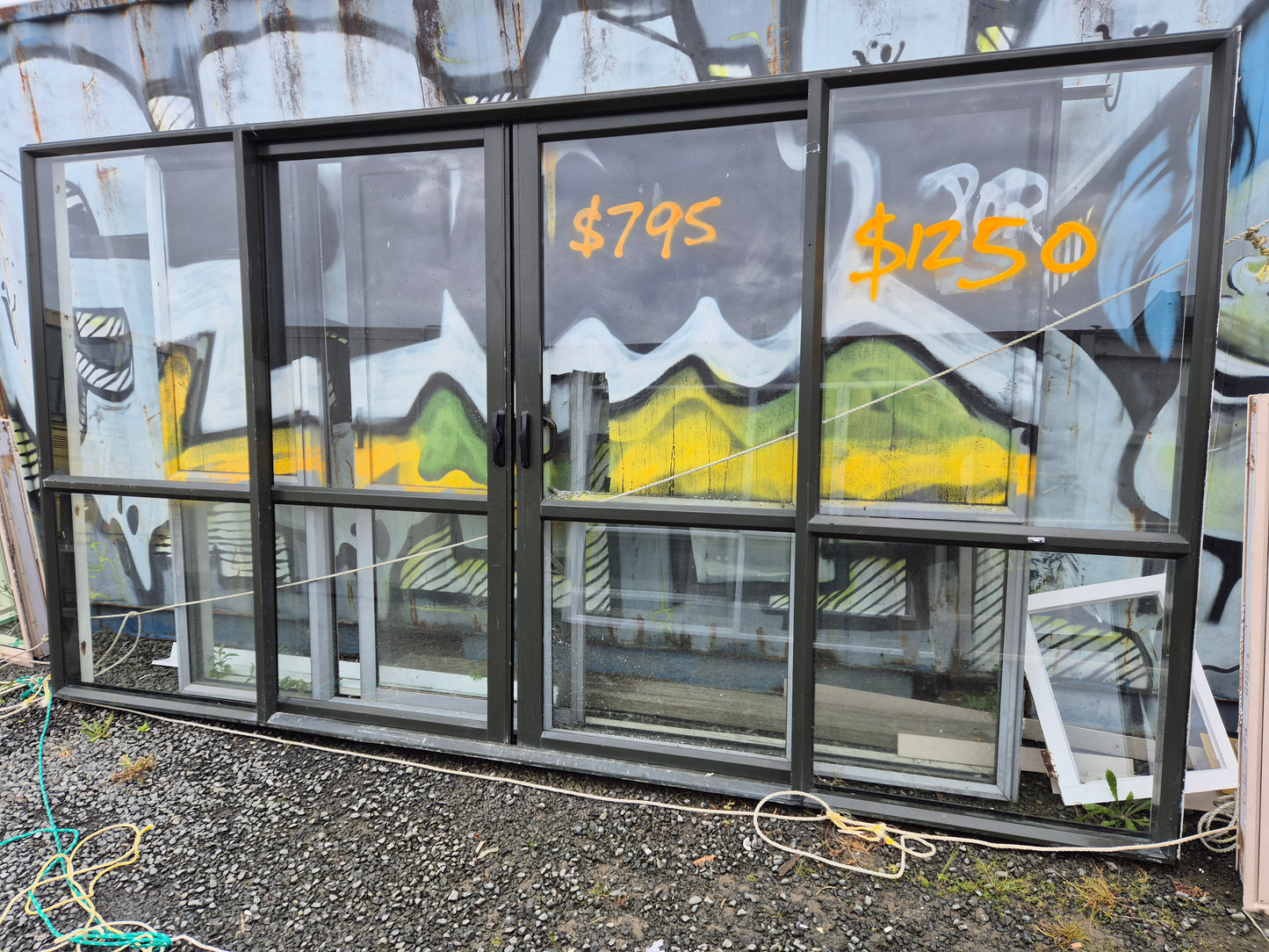 Karaka Green Bi- parting Sliding door Average Cond #2042