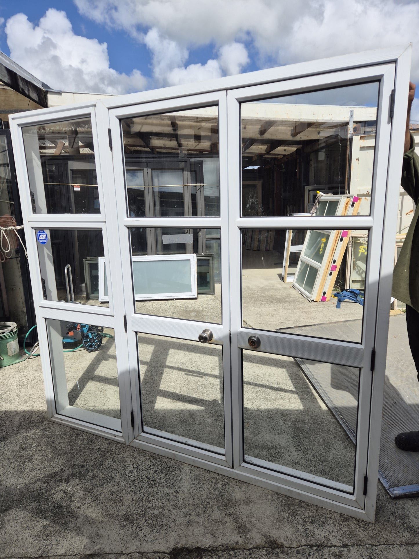 White Aluminium SG French doors 2m H x 2.1 W #2085