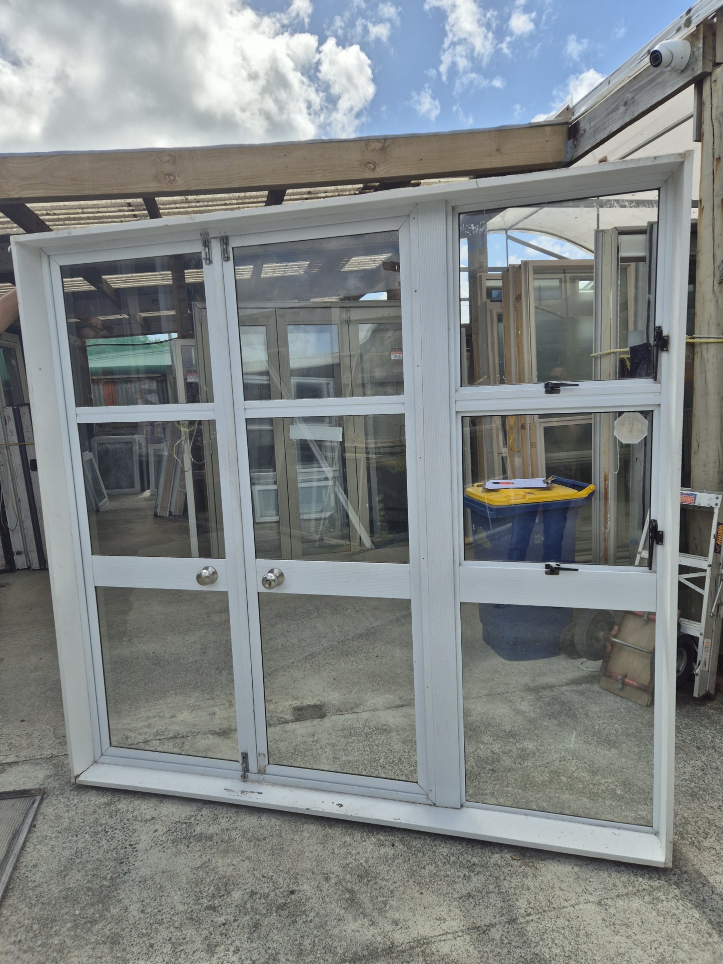 White Aluminium SG French doors 2m H x 2.1 W #2085