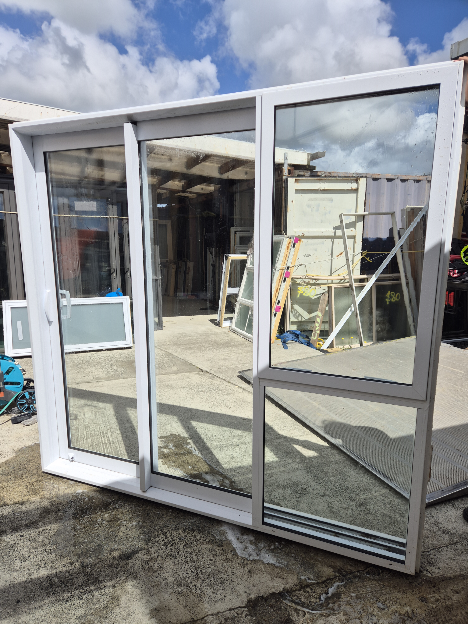 Double Glazed White Stacker Slider with an opening window 2m H x 2.11W ...