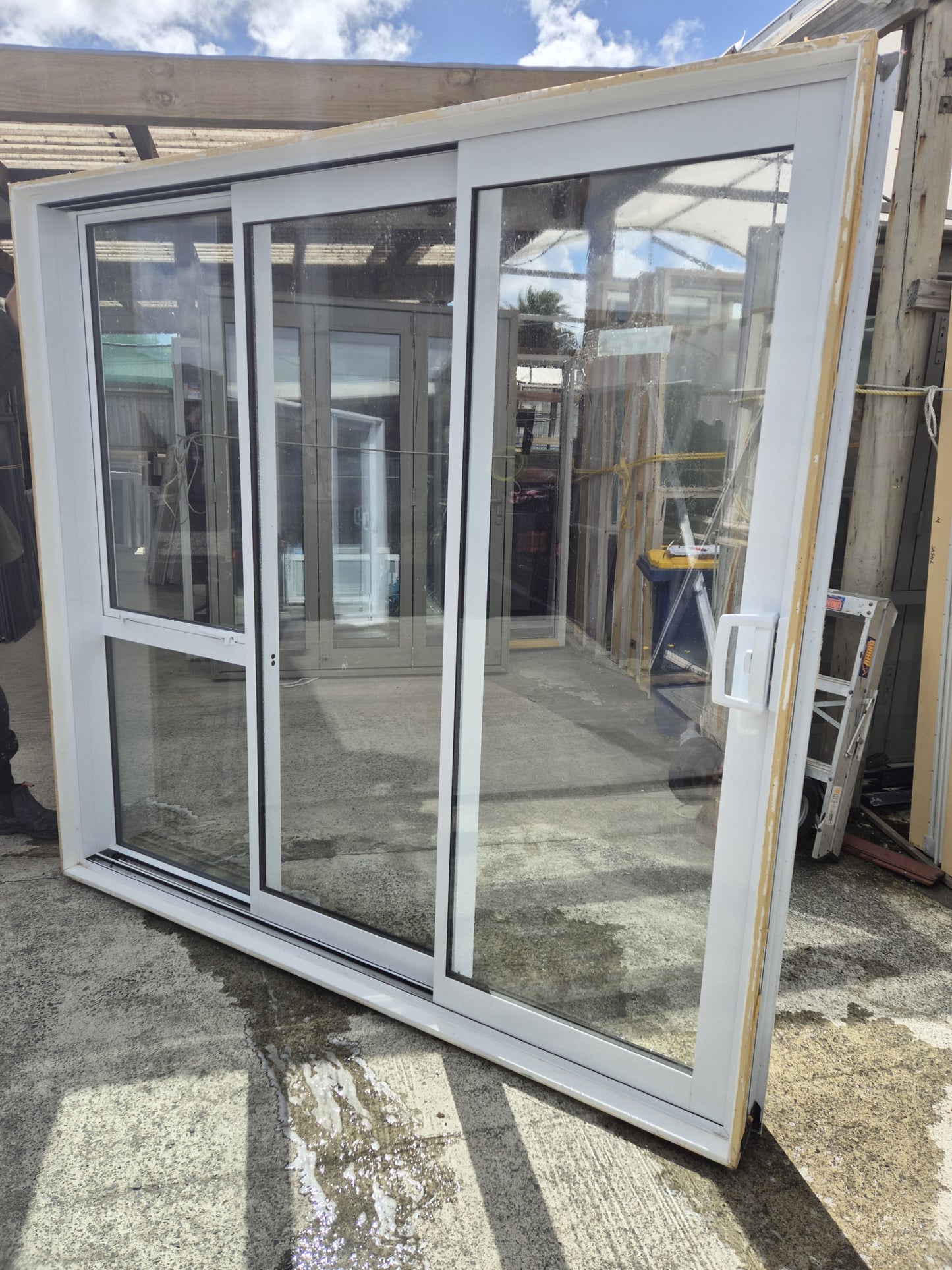 Double Glazed White Stacker Slider with an opening window 2m H x 2.11W #2227