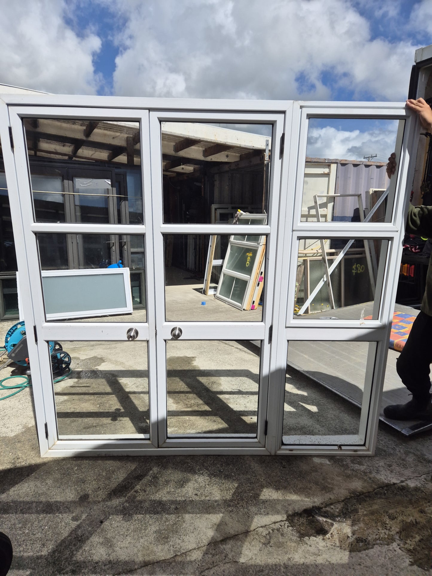 White French door with opening windows 2m H x 2050 W #2086