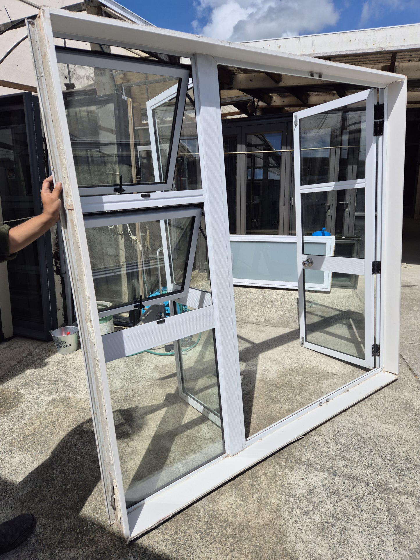 White Double Glazed French Doors with opening windows 2m H x 2.110W #2087