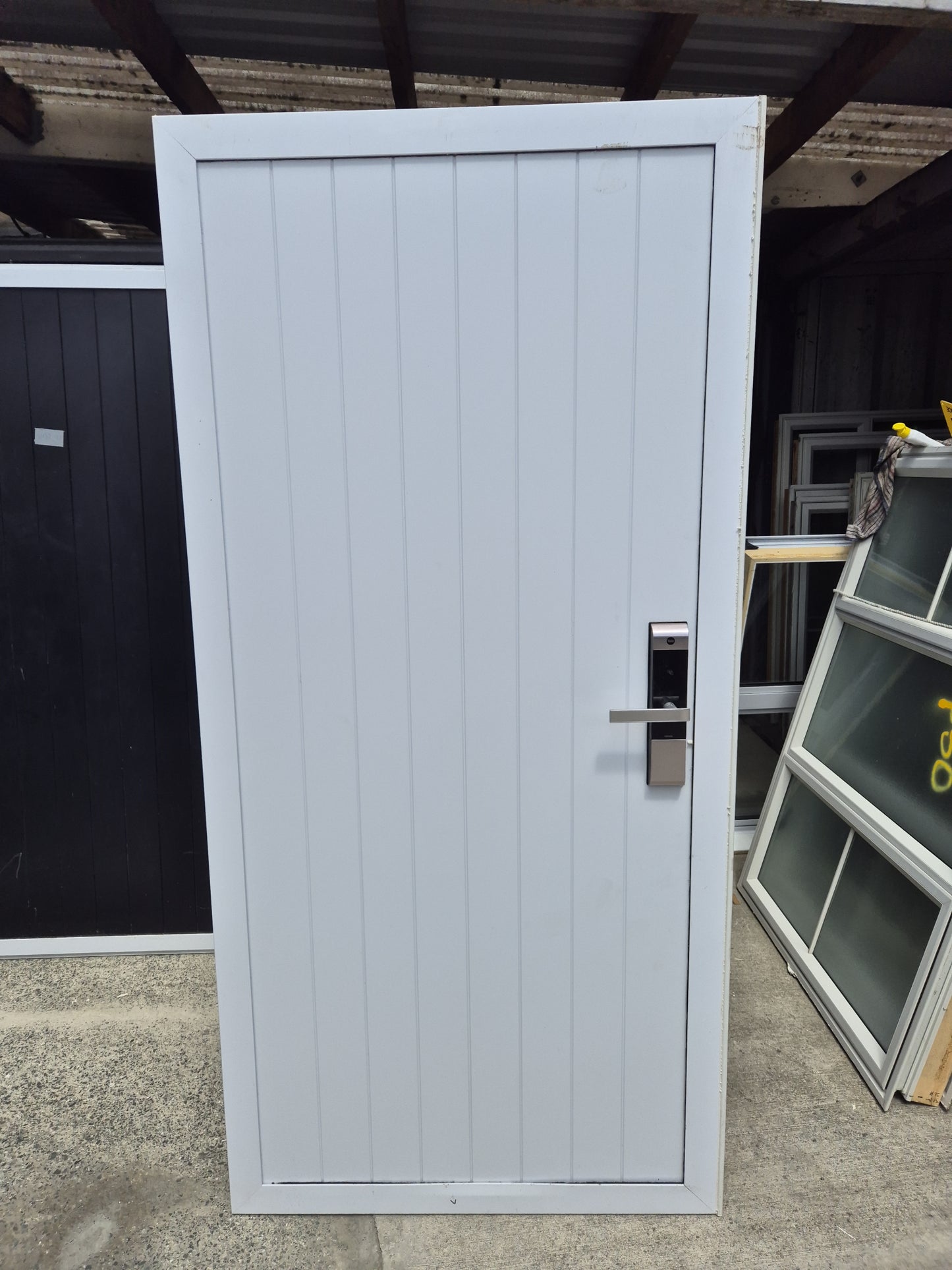 Solid Aluminium Door complete with frame, Yale swipe card lock 2m H x 935W #2224