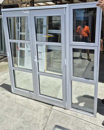 Double Glazed White French doors with opening windows 2 m H x 2040 W #2257