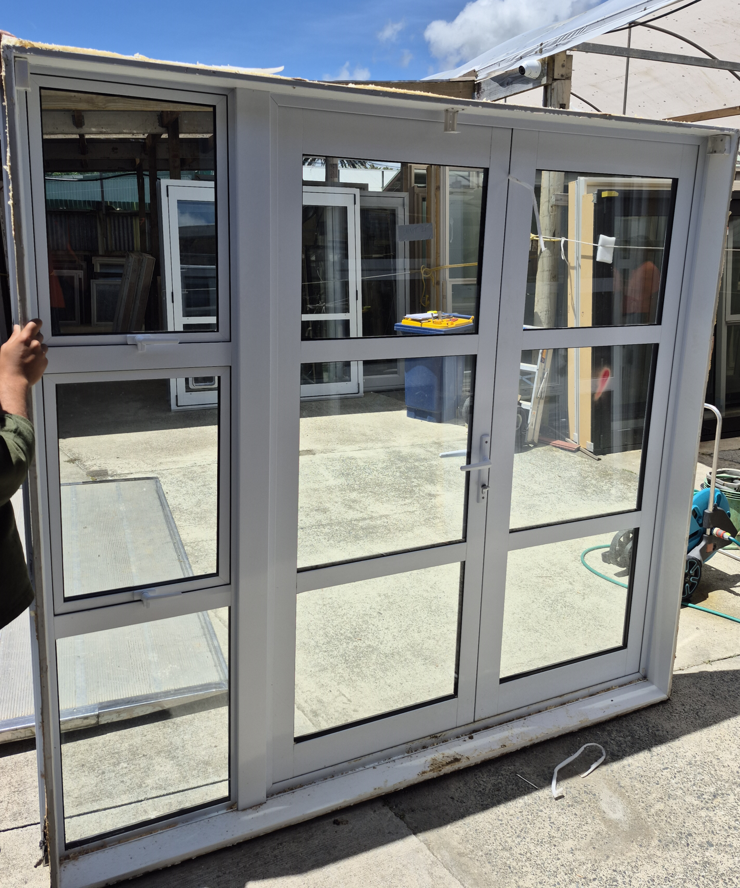 Double Glazed White French doors with opening windows 2 m H x 2040 W #2257