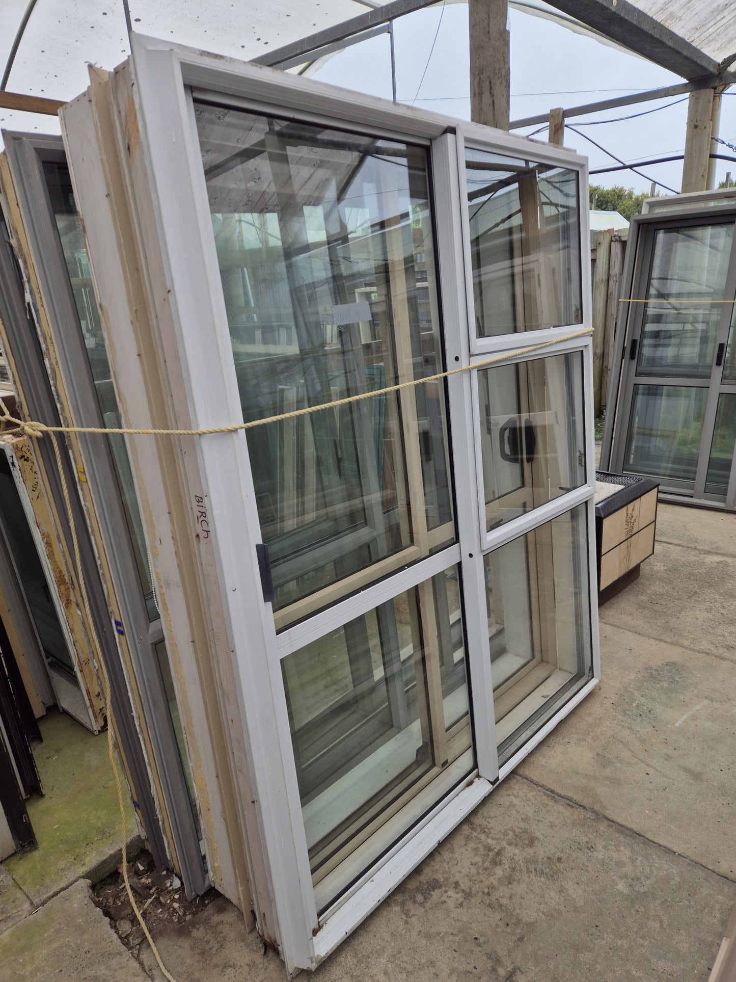 White Ranchslider with opening windows 2m H x 1620 W #2088