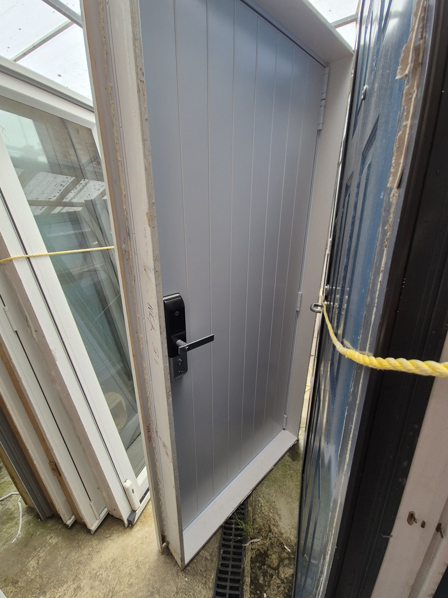 Solid Aluminium Door complete with frame, Yale swipe card lock 2m H x 935W #2224