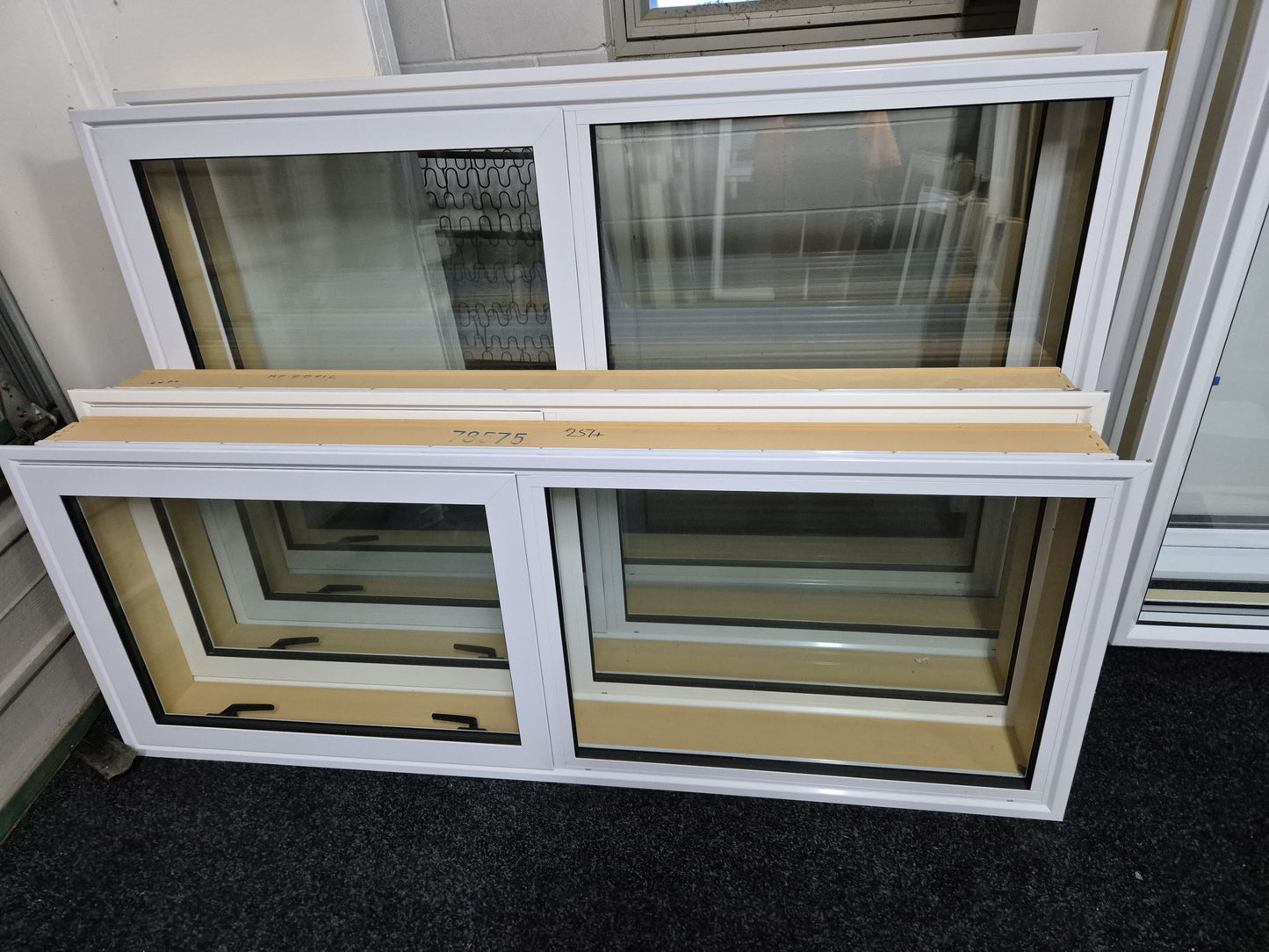 JOB LOT OF NEW DOUBLE GLAZED  WHITE ALUMINIUM JOINERY